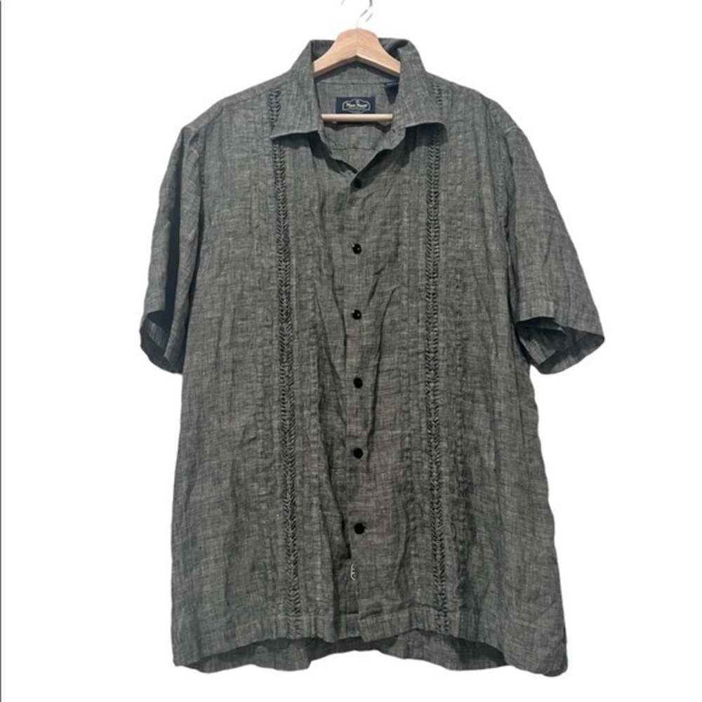 Nat Nast gray linen button down Men’s casual shirt L